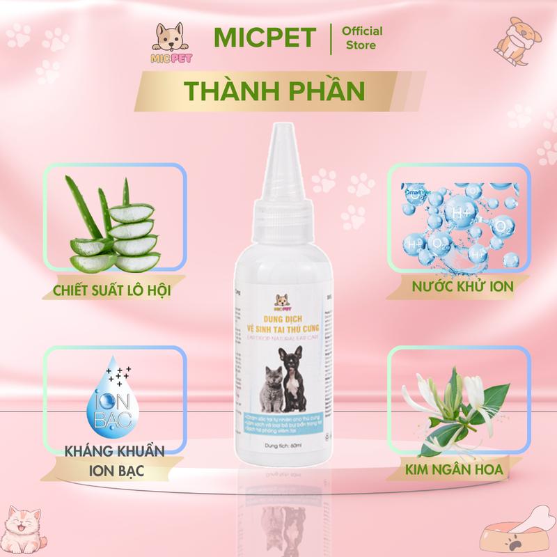 Combo Báo Đời MicPet [Sữa Tắm Cho Mèo 500ml Dưỡng Lông Bảo Vệ Da Sạch Ngừa ve rận nấm ghẻ  + Dung Dịch Nhỏ tai vệ sinh sạch tai phòng viêm tai Chó Mèo chai to 60ml] Tặng bàn chải Kỳ Lông|Voucher 20k 5