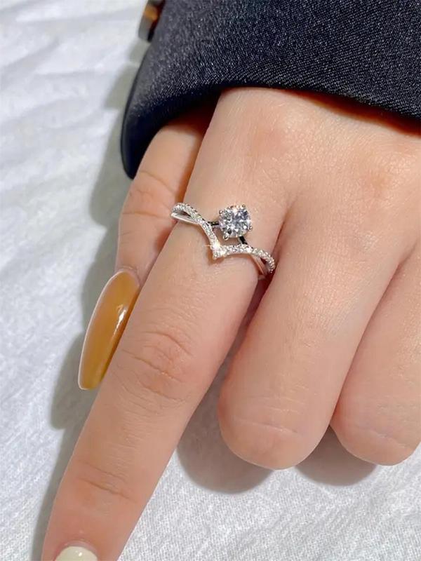 S925 Sterling Silver Synthetic Zircon Ring, Fashion Accessories for Women & Girls, Trendy All-match & Exquisite Jewelry for Birthday Gift 5
