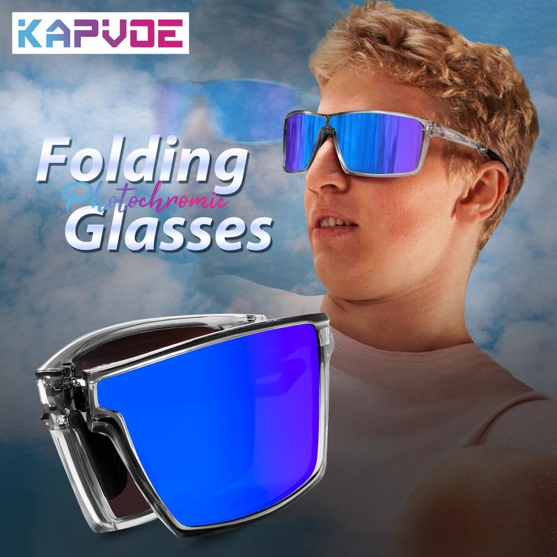 Product Introduction of KAPVOE New Red Photochromic Cycling Sunglasses Foldable Men Sunglasses Anti-fog UV400 Light Weight Women Casual Glasses Driving 0