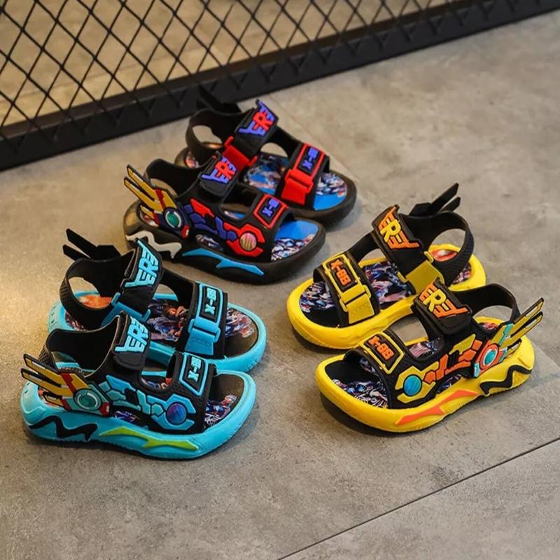 Product Introduction of New Design Transformer & Ultraman Kids Sandal Boys Shoes Round Toe budaklelaki selipar shark budak 2