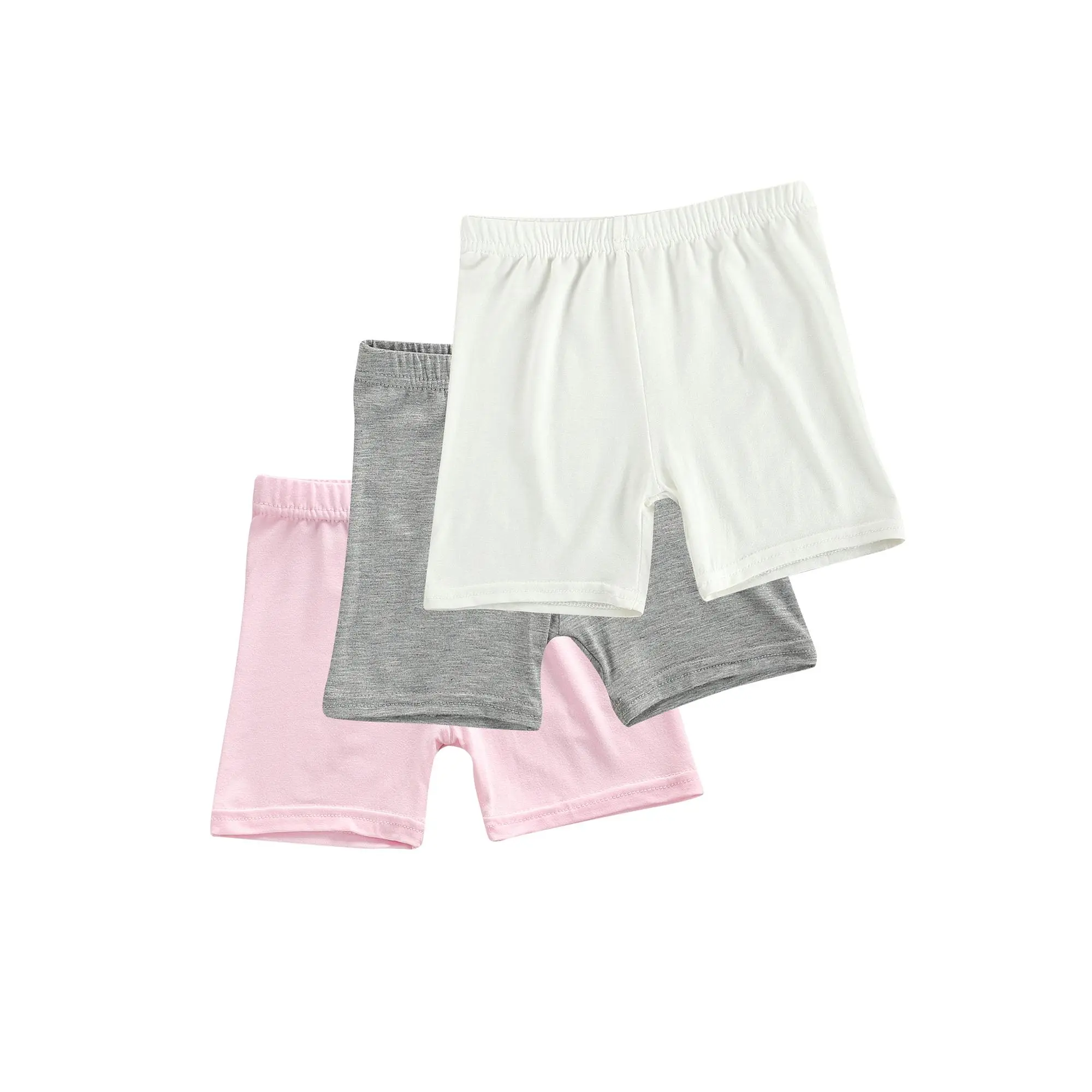 3 Pcs Girls Summer Safety Pants, Children Anti-emptied Stretch Solid Color Mid-rise Shorts