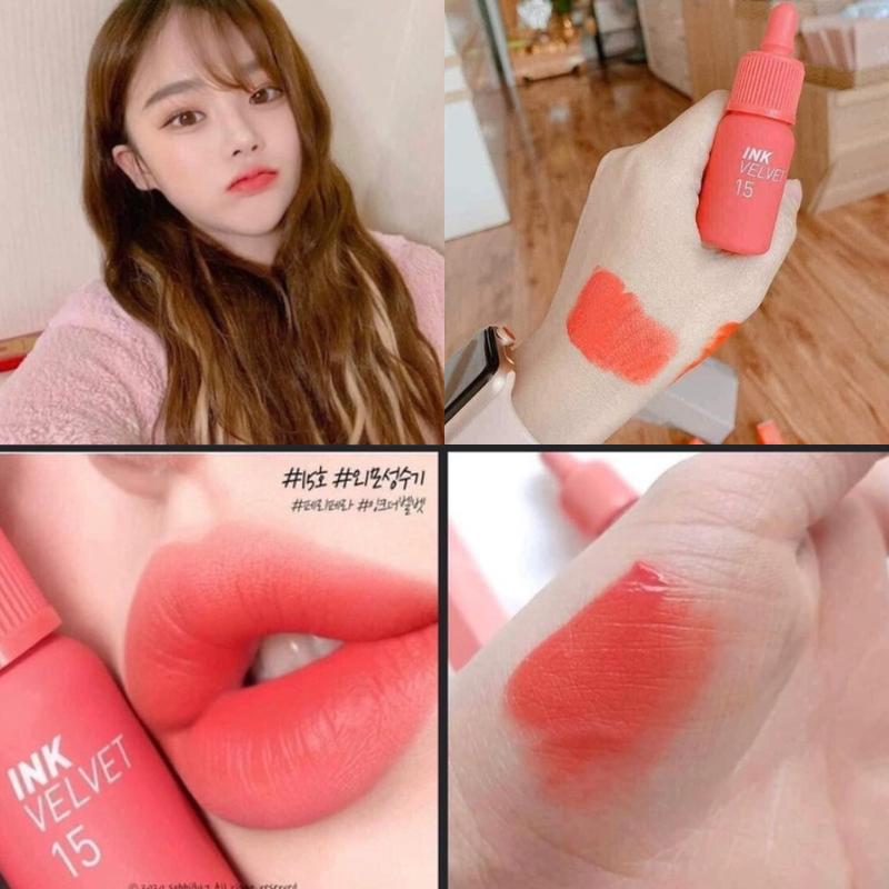  Son Peripera Ink 15 Cam Hồng Đào Son Peripera Ink Velvet 15 Beauty Peak Rose 