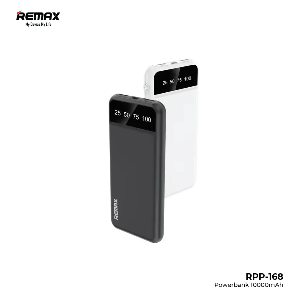 Remax Powerbank RPP-168 10000mAh Slim Fast Charging LED Display Flight Friendly Original