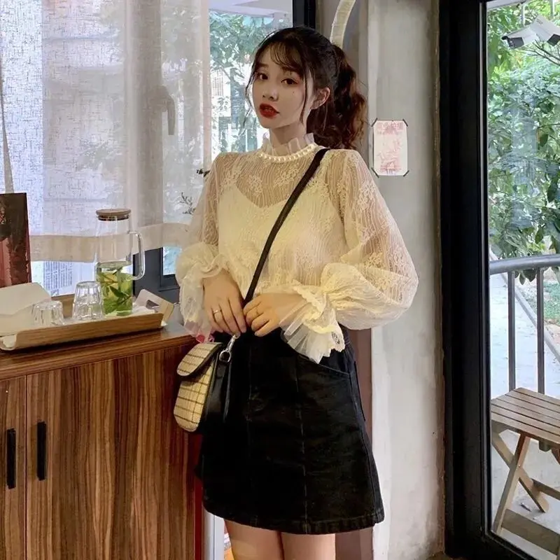 Áo Cánh Ren Nữ, Phong Cách Cổ Điển Siêu Cổ Tích, Dài Tay, Cổ Chân Đế, Phong Cách Hàn Quốc, Áo Đầu Gợi Cảm, Thích Hợp Cho Mùa Xuân Và Mùa Thu, Hàng Mới Về Năm 2024 2