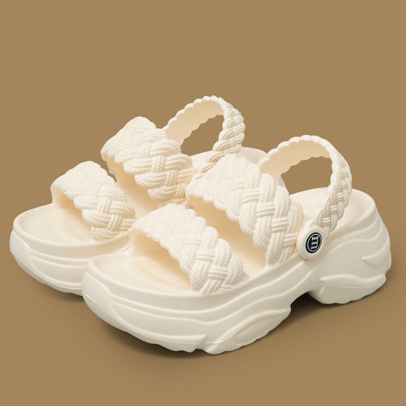 Product Introduction of Sandal Wanita, Platform 6Cm, Ringan dan Sangat Lembut, Bahan Eva, Tidak Licin, Warna Maillard, Rekaan Bersepadu, Baharu untuk 2024 1