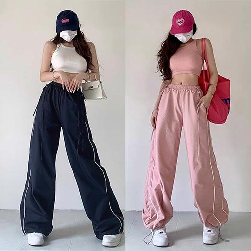 Quần Kaki Ống Rộng Viền Thể Thao Hàng Đẹp 2 Kiểu Form Rộng Suông Hàn Quốc m58 0