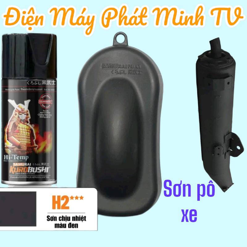  *Sơn xịt samurai sơn pô xe H2 chịu nhiệt màu đen nhám chống cháy 
