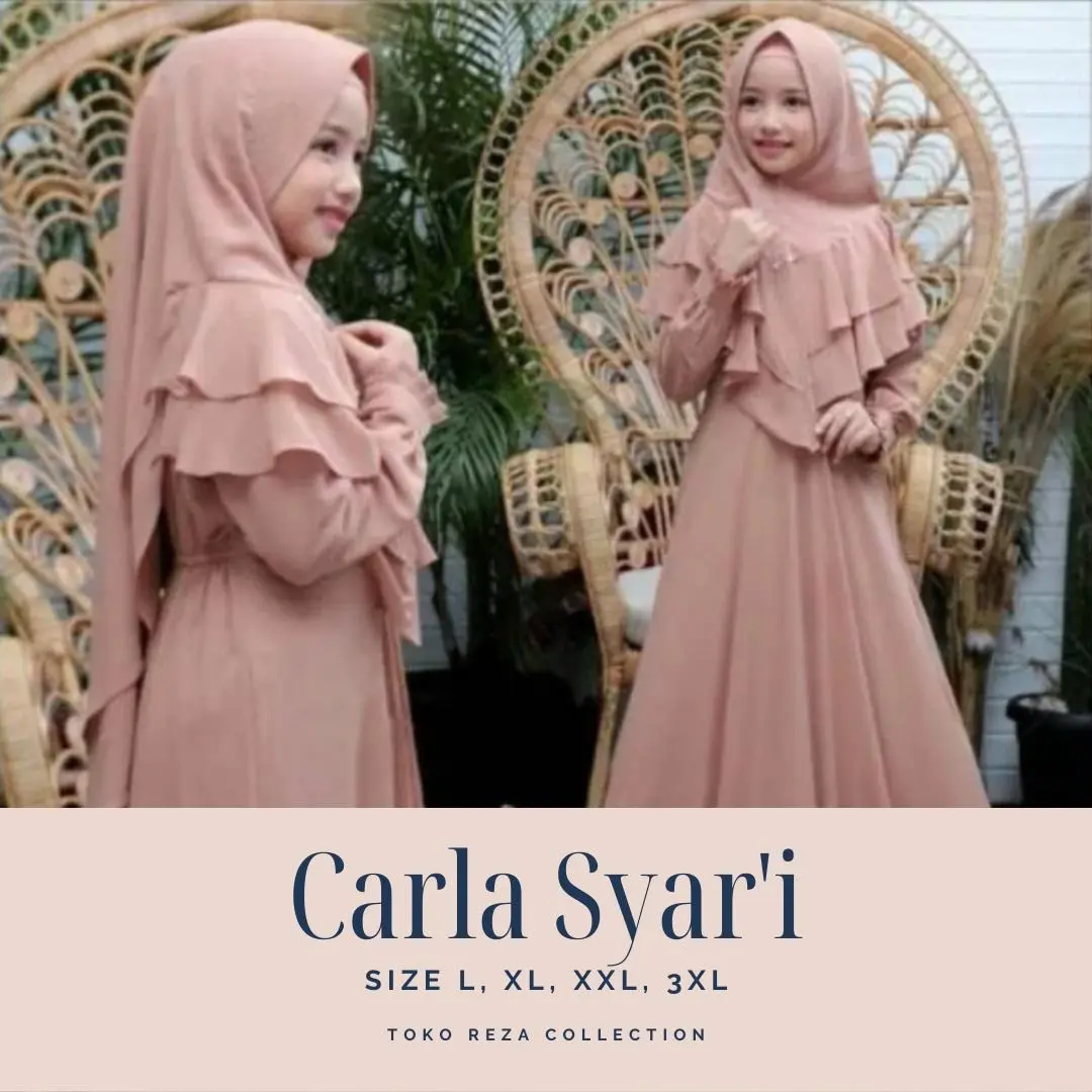 Gamis anak Carla syar'i set hijab / kerudung kekinian Remaja
