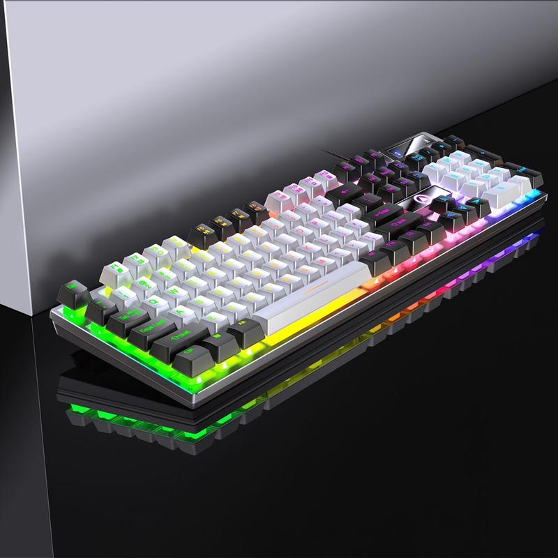 Bàn Phím K500 Giả Cơ Gaming Có Dây YINOIAO LED Xuyên Chữ Nhiều Màu Trắng Hồng Xanh Tím Keycap Vuông Led Nhiều Màu Và Led-THMODERN