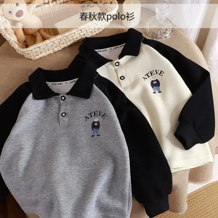 Áo Polo Áo Len, Hàng Mới Về, Dành Cho Trẻ Em, Bộ Sưu Tập Xuân Thu 2024, Thiết Kế Ve Áo, Tay Áo Dài, Áo Lớp Nền, Cỡ Trung Bình Và Lớn, Áo Sơ Mi Khâu, Quần Áo Trẻ Em