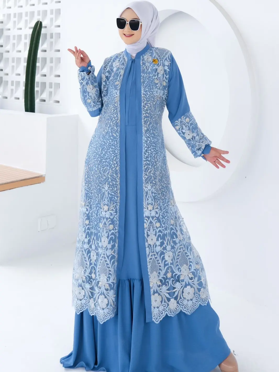 Nairaa Dress - Gamis Crinkle Premium Mix Brokat Terbaru Gamis All Size Elegan Viral 2024