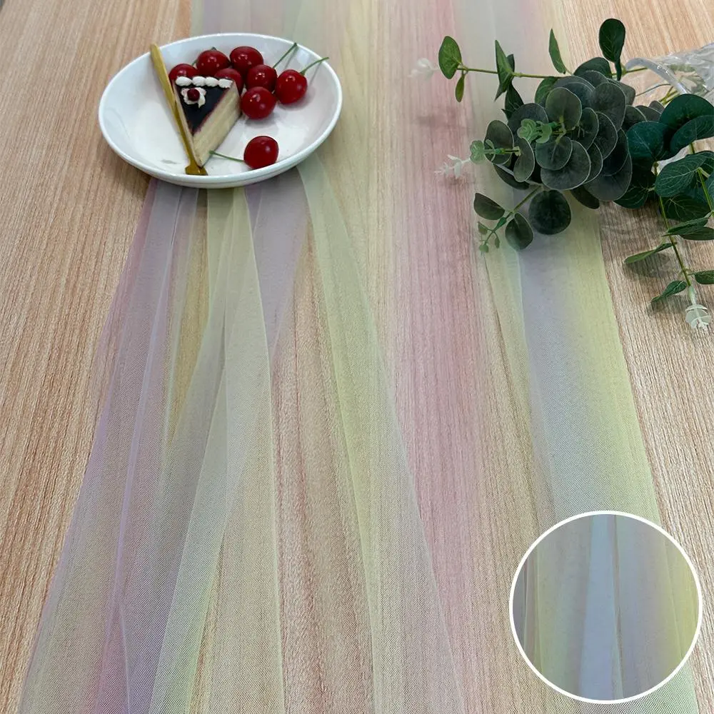 Colorful Rainbow Pattern Table Runner, 1 Count Soft Light Translucent Polyester Fiber Fabric Tablecloth, Table Decoration Supplies for Home Kitchen Dining Room