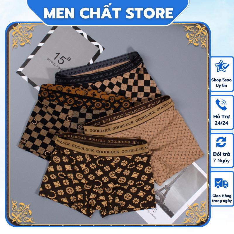Sịp đùi nam cotton. Combo 4 quần sịp đóng hộp sang trọng. Menswear Boxer Quần Boxer Quần Lót Thun đồ  lót quansip