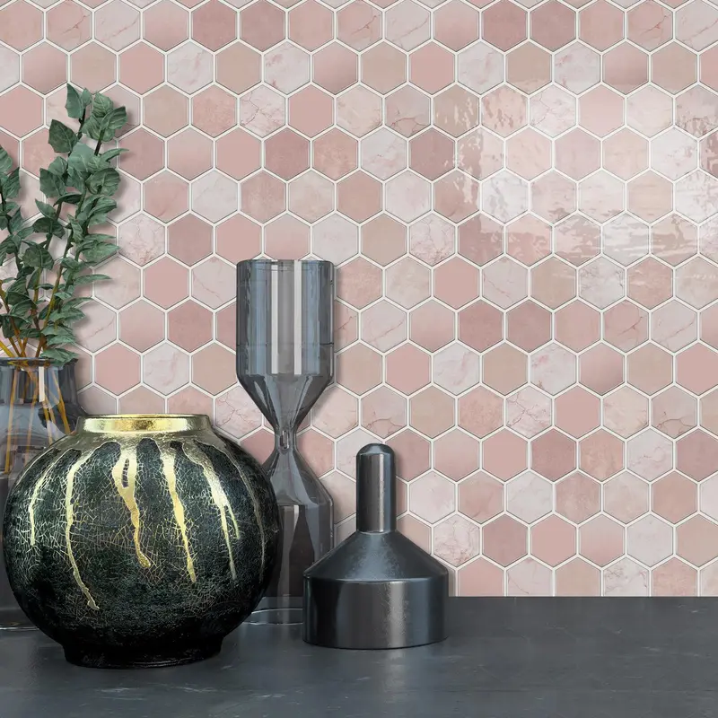 3D Honeycomb Shaped Faux Tile Sticker, Self-adhesive Wall Sticker, Waterproof Wall Decal, Suitable for Kitchen, Living Room and Bathroom, Decorative, Decoration Items, Interior 4
