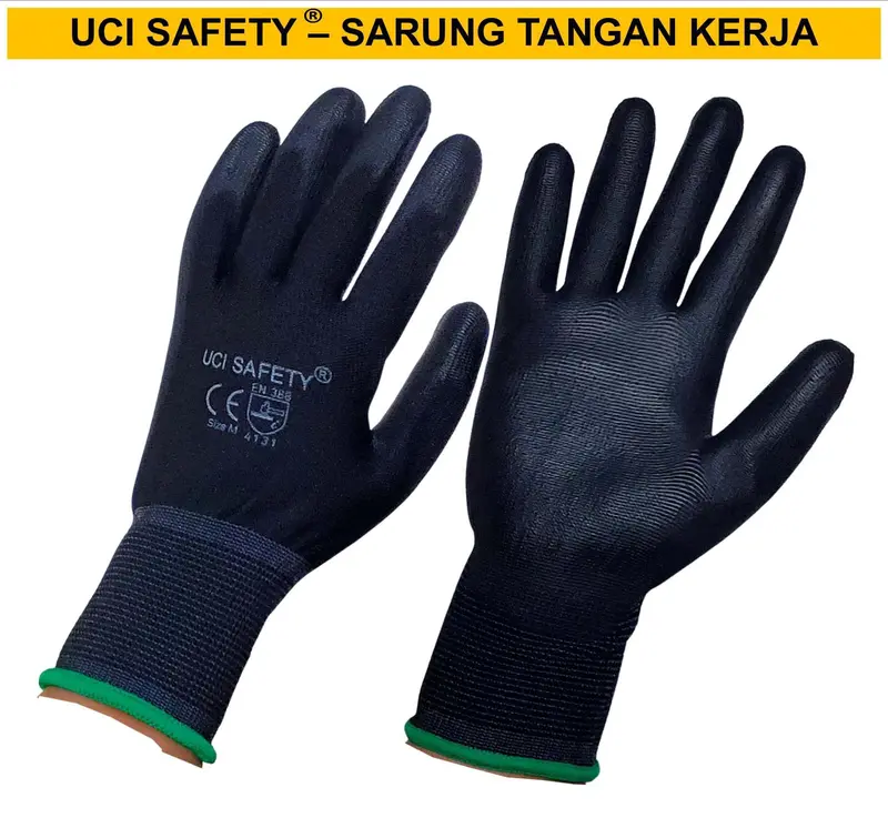 Sarung Tangan Multi Purpose Kerja Uci Safety Safety Gloves Static Motor otomotif Coating Karet Packing Statis Multitask Palmfit Proyek Satpam Anti Slip Industri Pabrik Polyurethane 2