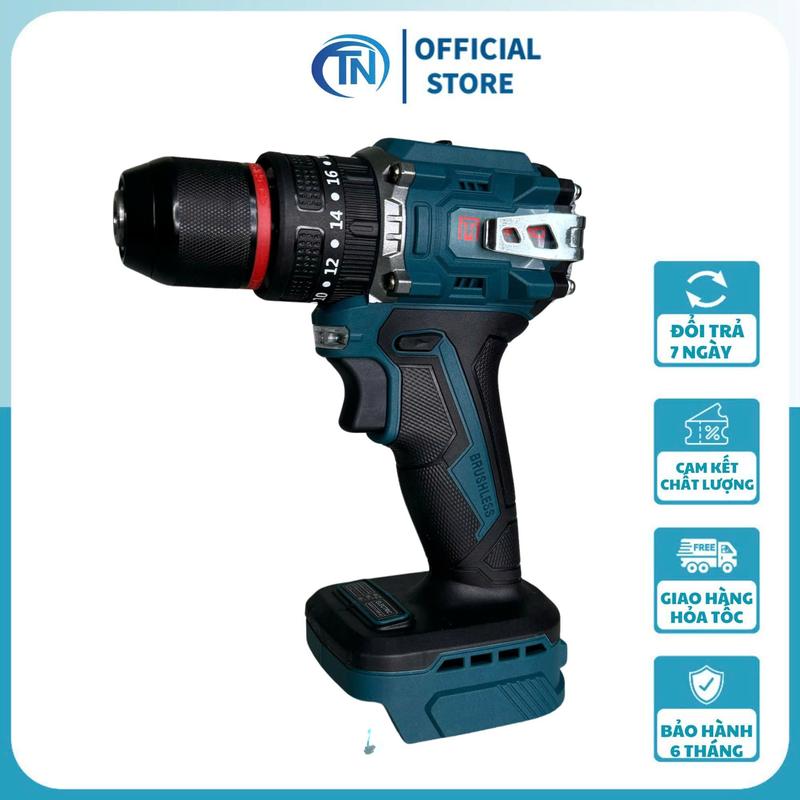 Thân máy khoan pin THPRO đầu kẹp 10ly, 3 chức năng có búa Động cơ không chổi than, chân phổ thông 4cm