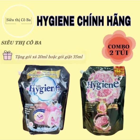  Combo 1 Túi Nước Giặt 1400ML - 1800ML + 1 Túi Nước Xả Vải 1000ML-1300ML Tặng Kèm 2 Gói Xả 20ML - Hygiene - Làm Sạch Kem 