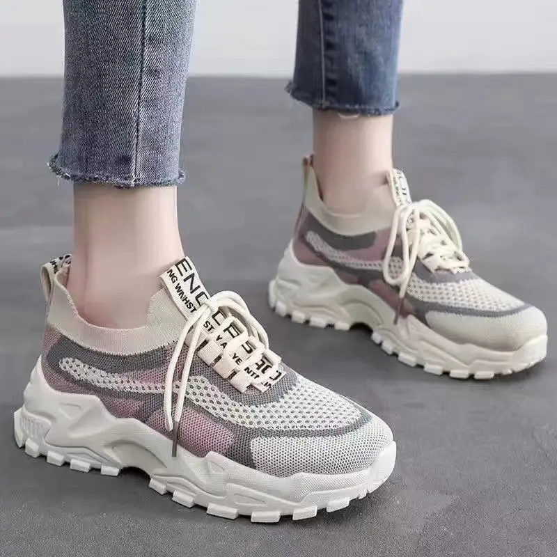Giày Mới Mùa Hè Cho Nữ, Dad Shoes Nữ, Giày Thể Thao Nữ Hợp Xu hướng Chất Liệu Flyknit, Thoáng Khí, Thích Hợp Cho Thể Thao, Bán Chạy Trên TikTok