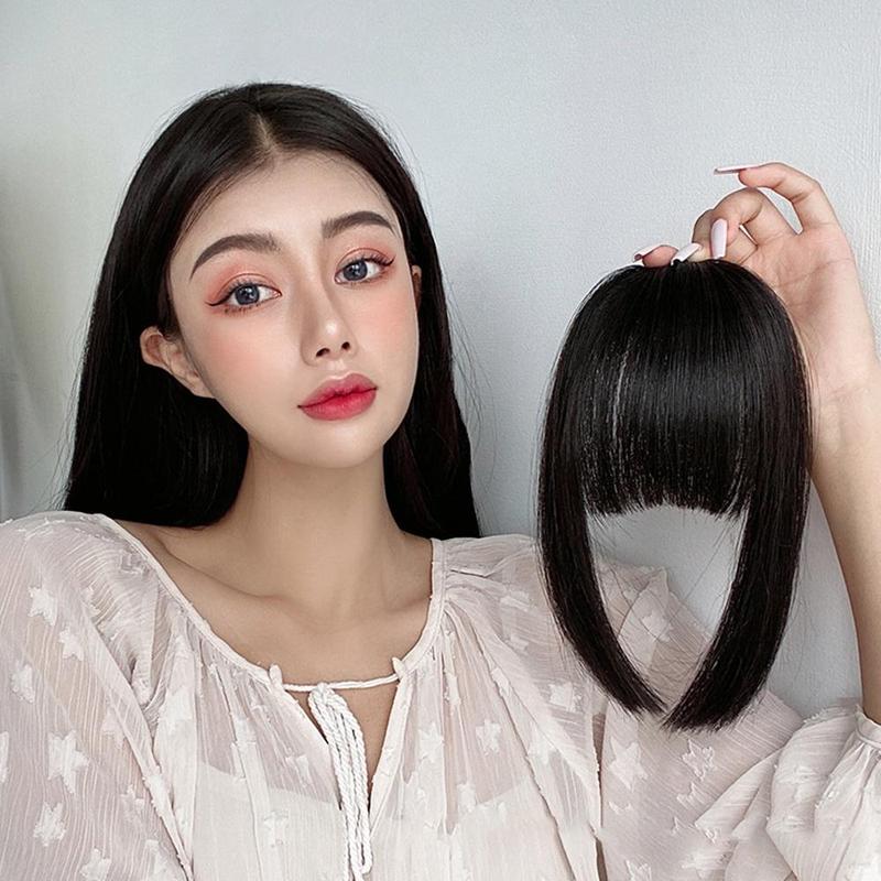 Tóc Giả Thời Trang Cho Nữ, Tóc Giả Công Chúa Tự Nhiên Có Kẹp, Tóc Mái Dày, Tóc Mai, Cắt Hime, Mảnh Tóc Nối Giả Cho Bé Gái, Cosplay 3