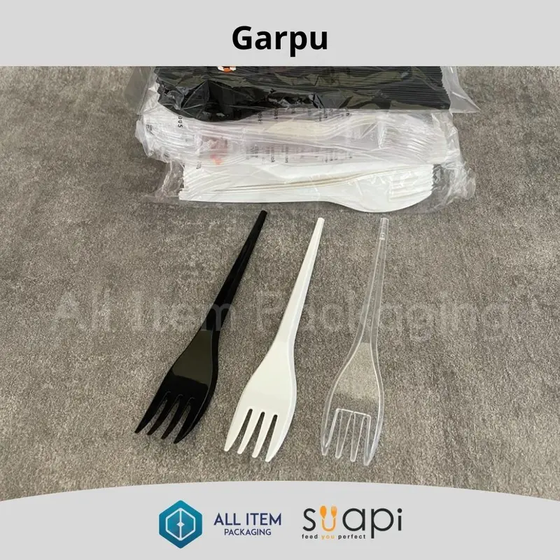 Garpu Suapi Hitam / Garpu Makan Plastik / Fork @50 Pcs 2