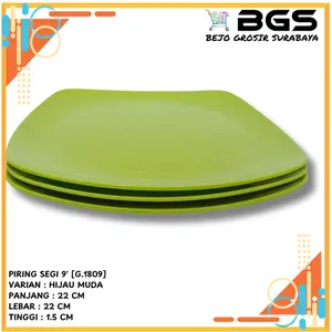 Piring Melamin Segi 9 inch (22 cm) / 10 inch (25 cm) Piring Saji Piring Melamin Kitchenware