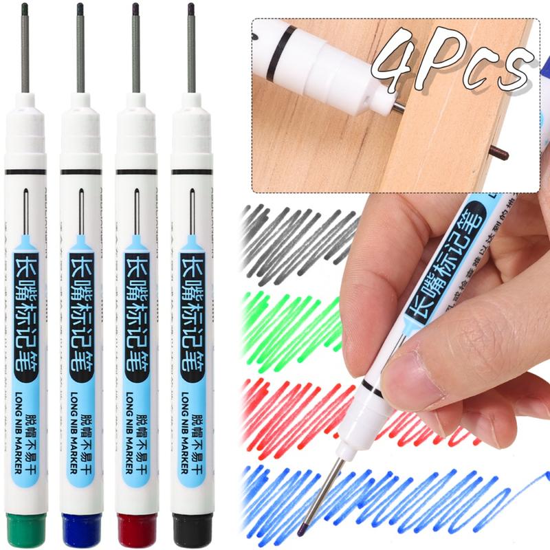 4Pcs 22mm Long Head Marker Pens Red Black Blue Green Ink Marker ...