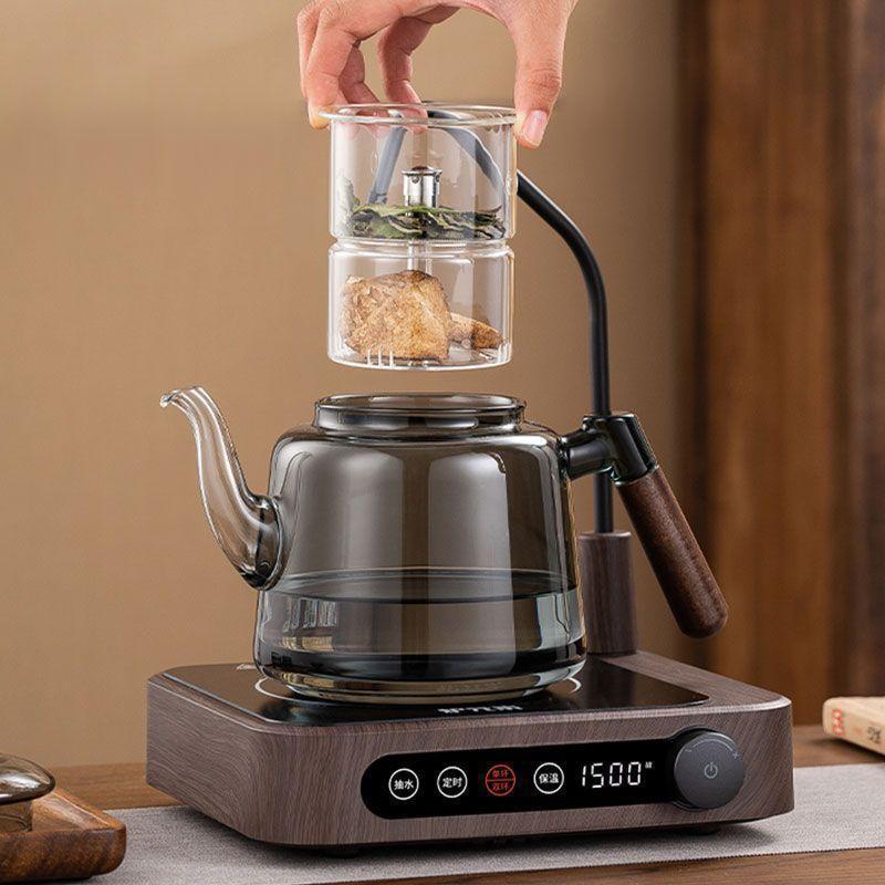 Ấm Trà Tự Động, Mới, Bơm Nước Và Sưởi Ấm Bằng Điện, Thích Hợp Để Nấu Trà, Sưởi Ấm Bằng Nước Cháy, Được Làm Bằng Gỗ Đào, Tất Cả Kính, Dung Tích Lớn, Được Cấp Bằng Sáng Chế, Thích Hợp Để Đựng Trà Đun Siêu Tốc 4