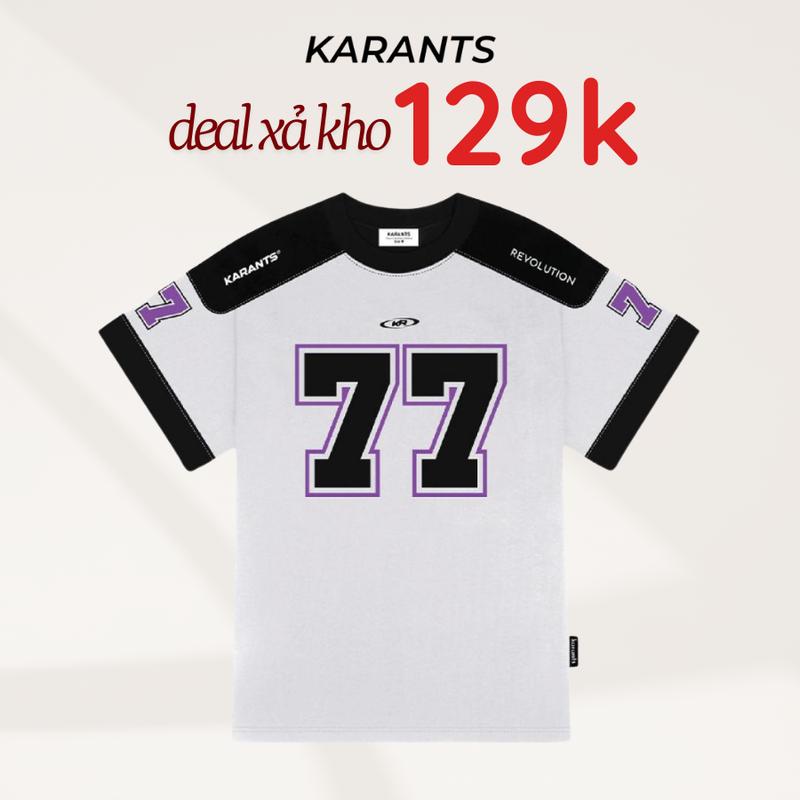 [Xả Kho] Áo Thun Phối Bóng Rổ Karants Local Brand Số 77 Streetwear Form Oversize [BST Jersey] - KR58