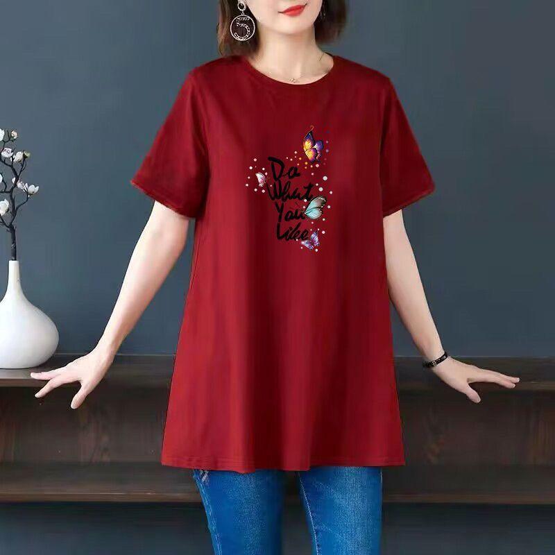 Product Introduction of Women's plus Size Fashionable Simple T-shirt Summer Loose Age-Reducing Top Printed Short-Sleeved Top 20