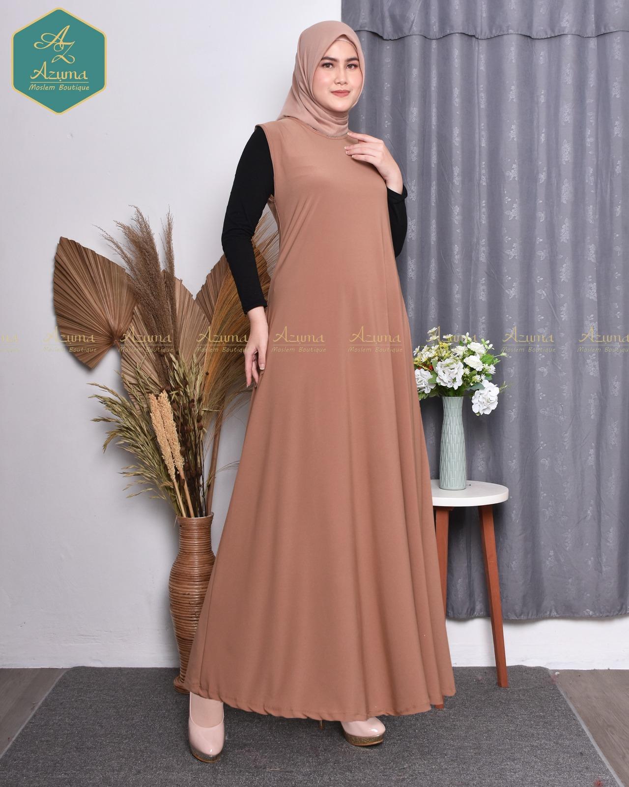 Azuma Gamis Jersey Kensi-Dalaman Gamis Jersey Korea Premium-Inner Dress Fit Muslim Nyaman Panjang Melar Tebal Hitam  Abu Navy Pink Hijau Botol Biru Maxi Outer  Mewah Lebaran 2025