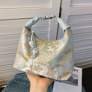 Beg Retro Gaya Cina untuk Wanita, Ketibaan Baru, Beg Tangan Jacquard Sutera, Fesyen, Beg Selempang Bahu Ringkas Bags Handbags