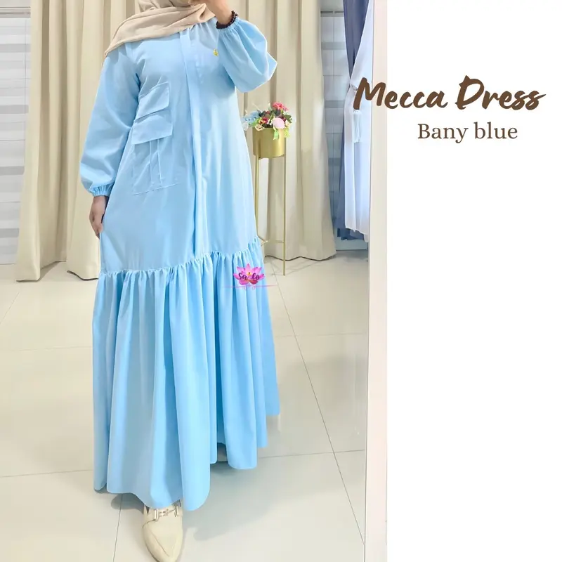 Mecca dress busui resleting full depan bawah mekar tangan karet 0