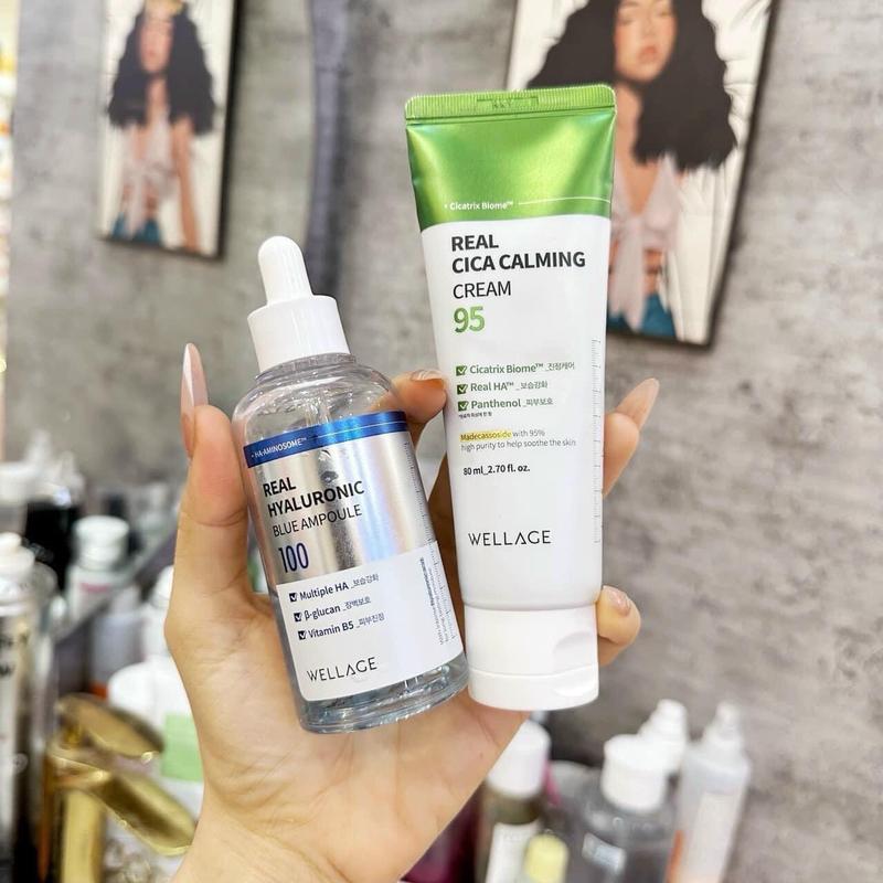 Combo Serum Ha Wellage + Kem dưỡng ẩm, phục hồi Cica Tất cả các loại da