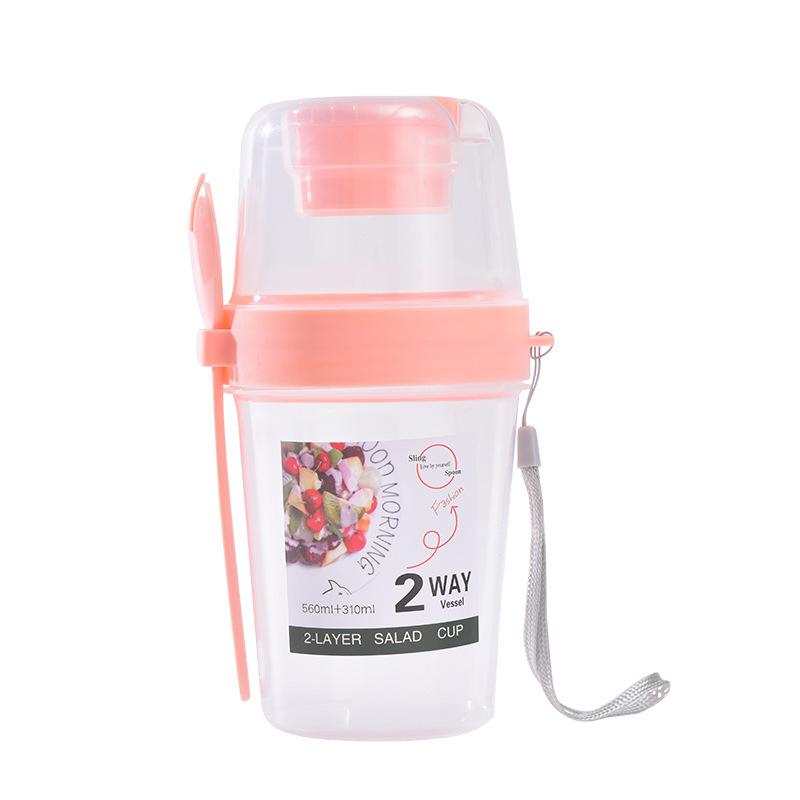 Product Introduction of Bộ Hộp Đựng Cốc Salad, Cầm Tay, Hai Lớp, Thích Hợp Cho Yến Mạch, Ngũ Cốc, Các Loại Hạt Và Sữa Chua, Kèm Nĩa, Thích Hợp Cho Hộp Cơm Trưa Trường Học, Hộp Bảo Quản Thực Phẩm 30