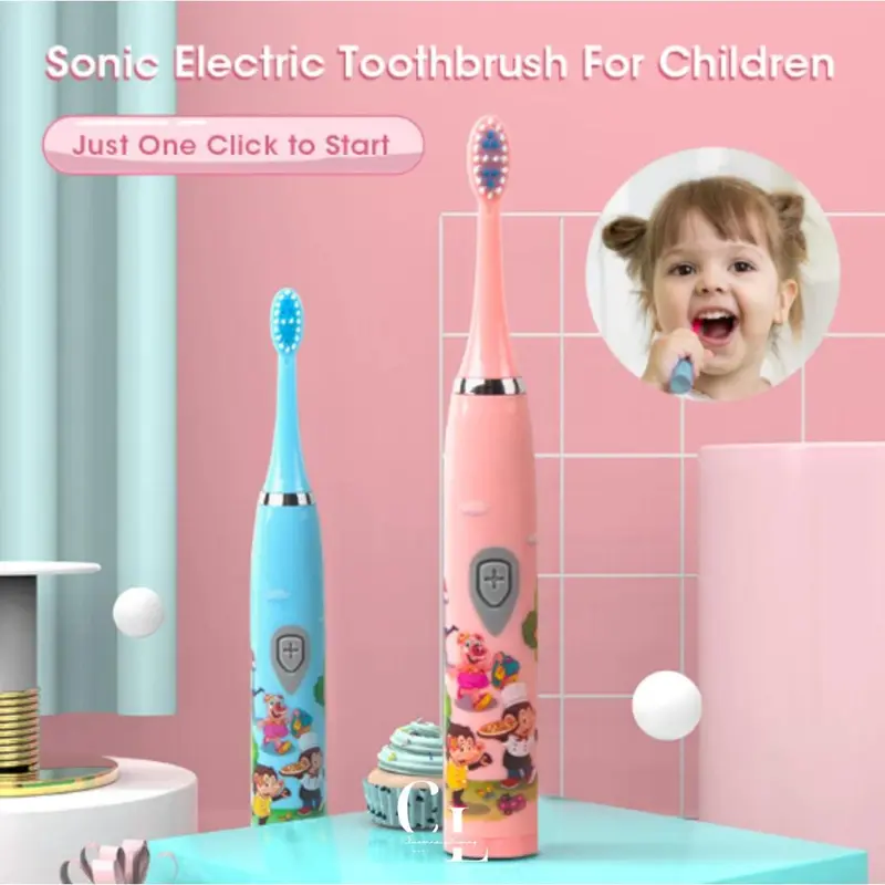 Sikat Gigi Anak Elektrik Sonic Vibration dengan Baterai Tahan Air dan Timer Otomatis 0