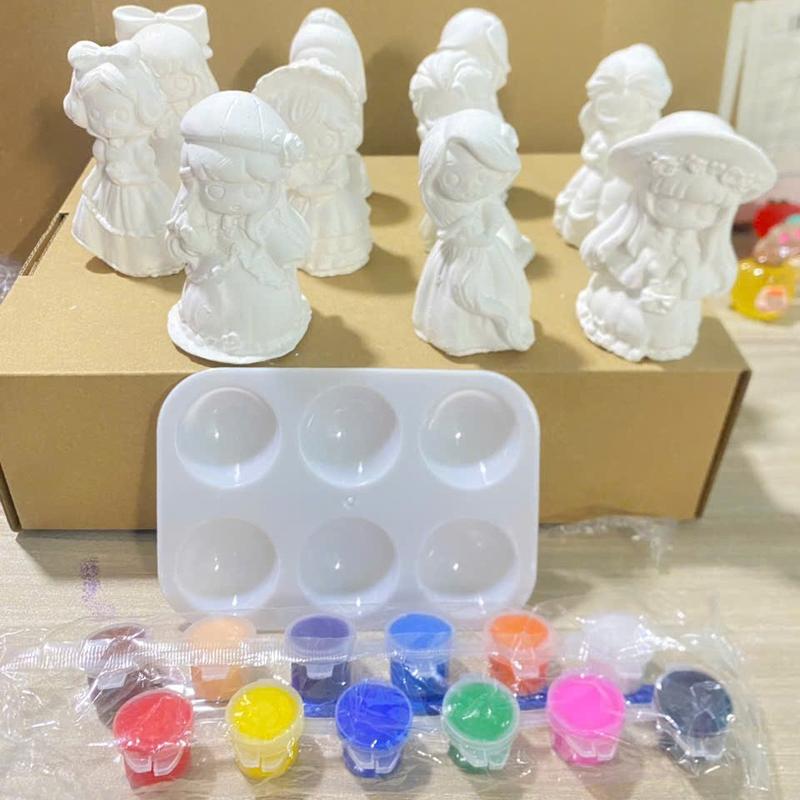  Bộ tô tượng công chúa búp bê 10 tượng tặng kèm 12 màu 2 cọ + khay pha màu siêu dễ thương cho bé gái hộp đựng đẹp Diy 