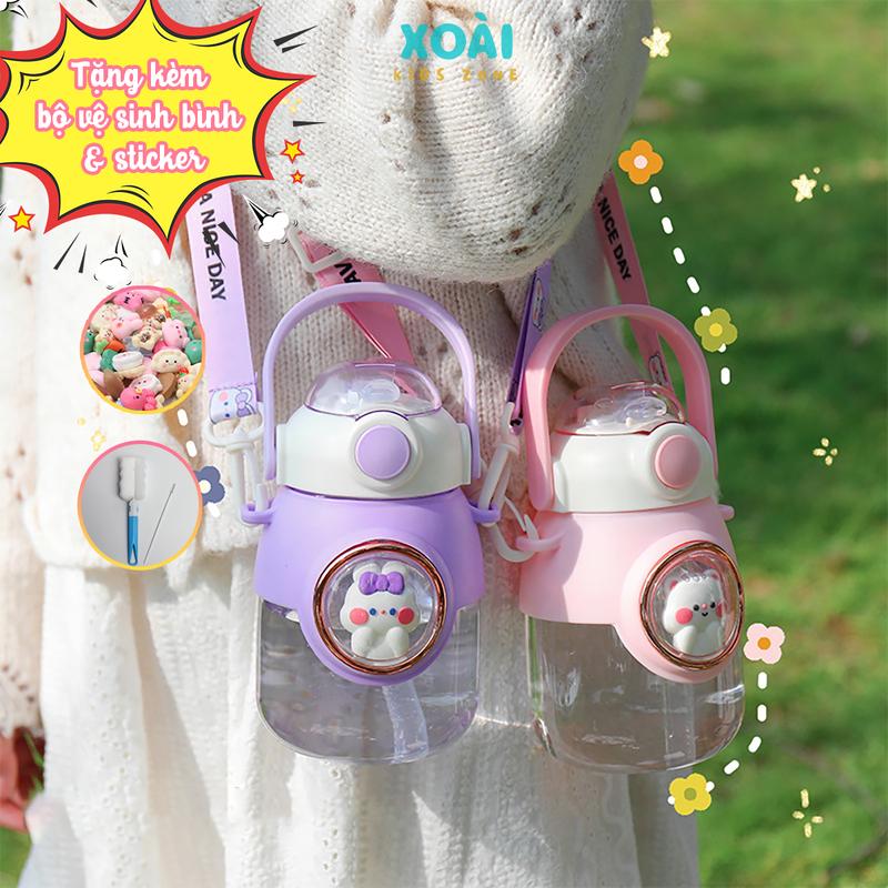 Bình Nước Thú Cưng Không Gian Space Capsule 830ml Mang ĐI Học, Đi Chơi Chất Liệu Nhựa PP An Toàn Và Cao Cấp, Có Ống Hút Sillicon Chống Đổ Chống Tràn (Tặng kèm bộ vệ sinh bình và sticker) - BN024