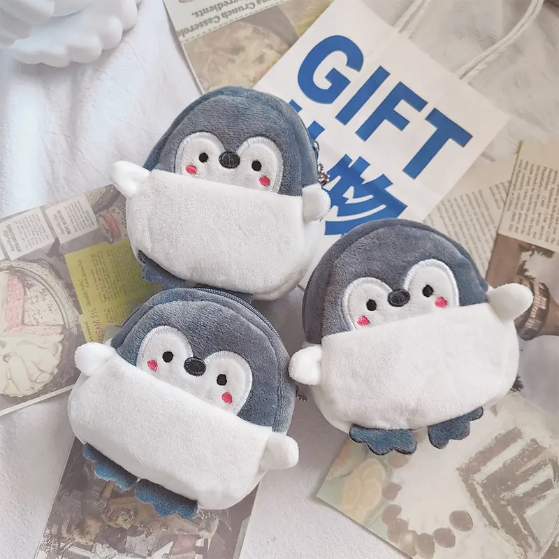 Cross border new source cute and cute little penguin change bag mouth red envelope data cable bag zero money bag