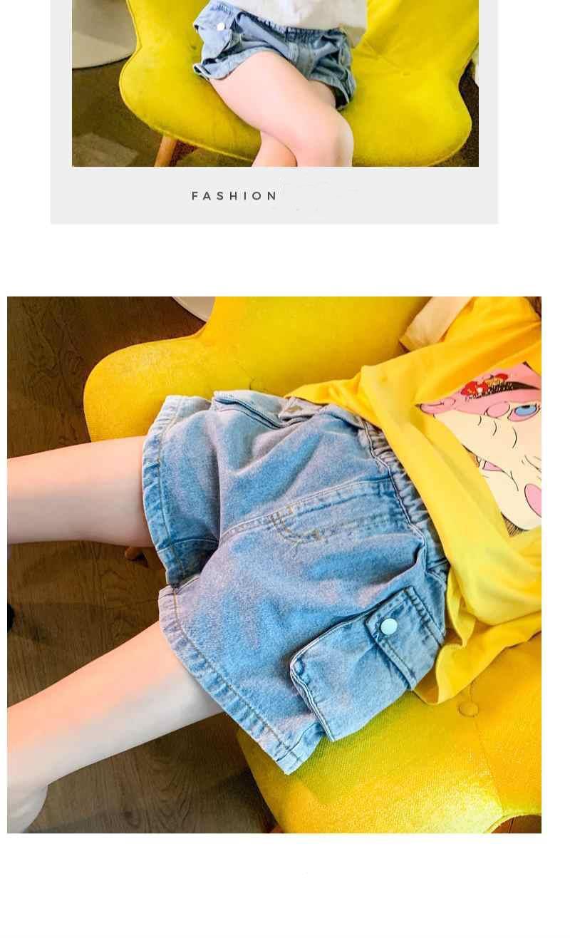 Product Introduction of 2025 Summer New Girls' Denim Shorts for Big Kids Stylish Outdoor Wear Children's Korean Style Pants creeper  pants  girl 8