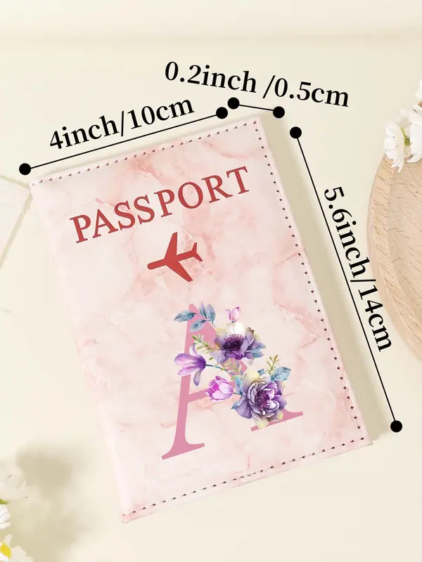 Letter Pattern Passport Holder, Fashionable Travel Passport Holder, Lightweight and Portable Passport Cover, Women's Card & ID Cases 1