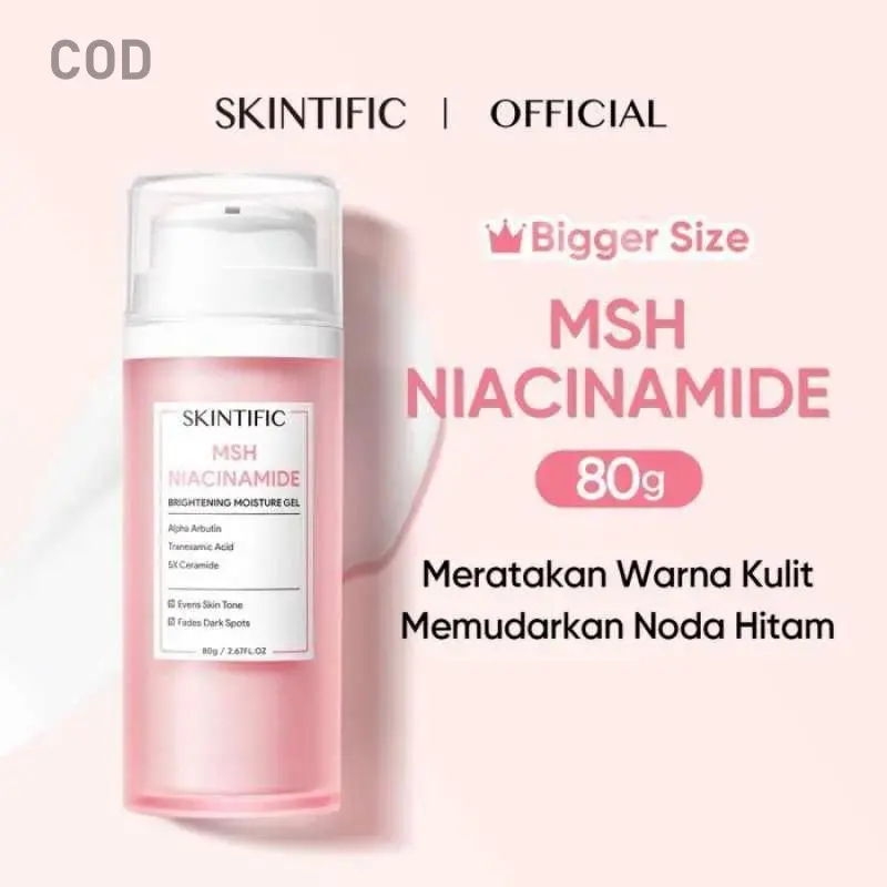MSH Niacinamide Brightening Moisturizer Gel 80g | Cream Calming Whitening Dark Spot Pelembab Pemutih Wajah Facial Moisturizer Day Night Skincare with MSH Niacinamide Arbutin Acid Tranexamic Hitam Mencerahkan Hyaluronic Vitamin Perawatan[82] Ceramide Kusam