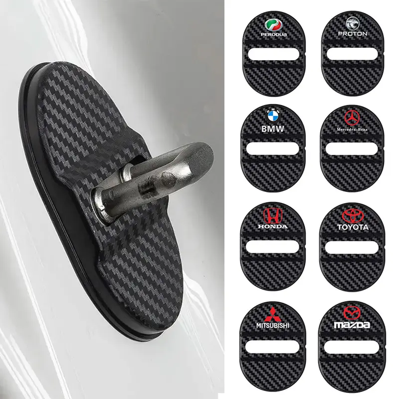 1pc Carbon Fiber Car Door Shock-absorbing Shock Proof Pads Door Buffer Damper Shock Absorber Protector Sound Insulation Car Interior Accessories for Proton Perodua Honda Toyota Mitsubishi Mazda Nissan