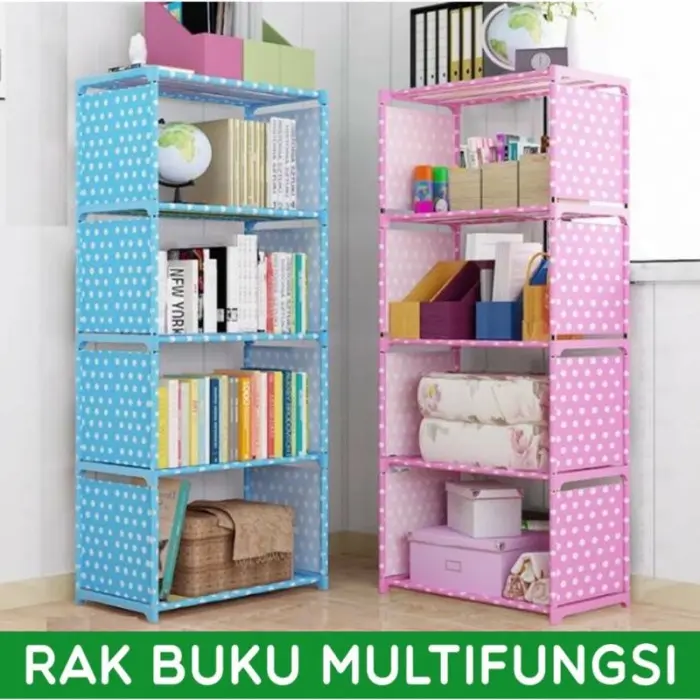(G-4205) Rak Buku Serbaguna Susun 5 ( 4 Ruang ) - Rak Portable Multifungsi Tingkat 5 GSF G 4205 - Free Packing | Rak buku | Rak Pakaian | Rak mainan | Rak Menyimpan Serbaguna