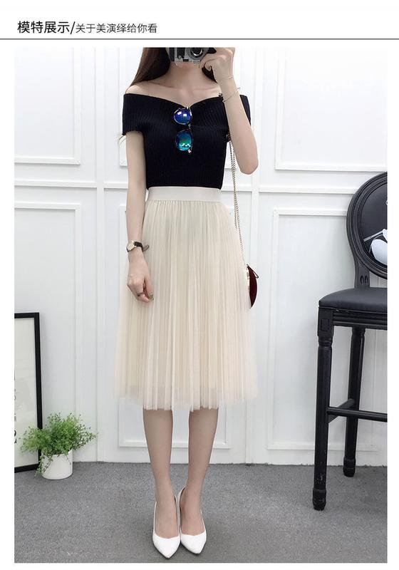 Product Introduction of Fashionable, elegant, casual, versatile mesh skirt, pleated skirt, A-line skirt, high waisted, slimming, versatile skirt, fairy skirt, small and fresh, large hem mesh skirt 9