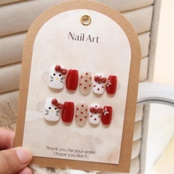Product Introduction of Mid-Length Ballet Nail Ice Transparent Pink Creamy Green Color Matching Nail Sticker Wear Nail Wholesale Finished Product 24 Pieces Nails 25