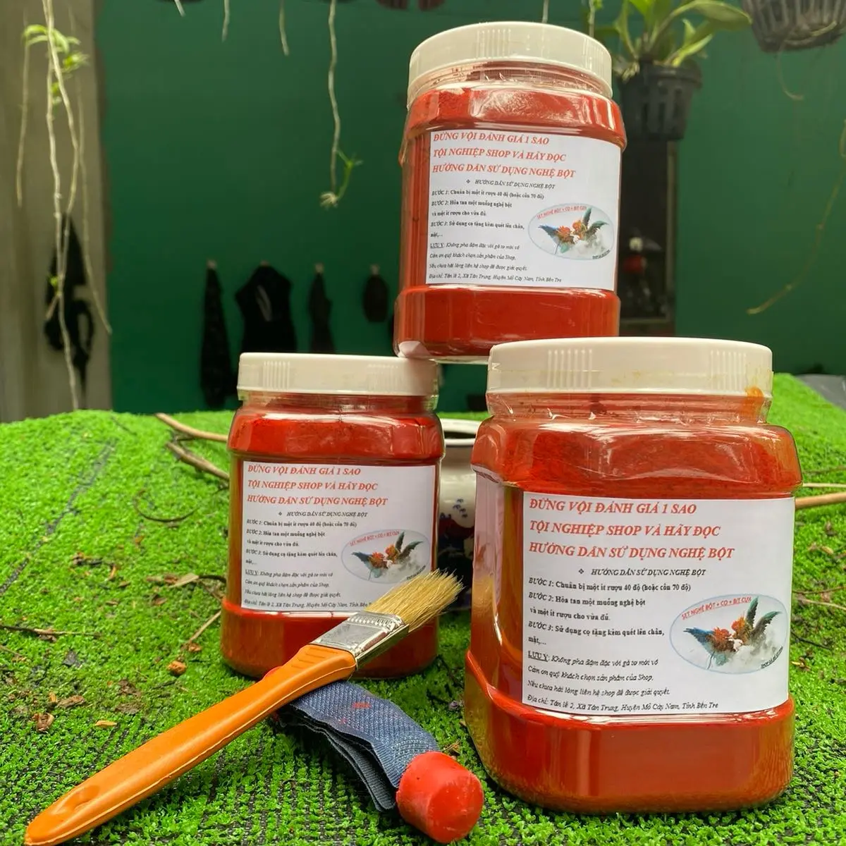Nghệ Đỏ nguyên chất 500g (cả keo) kèm cọ và 1 bộ bịt cựa cho 2con gà sổ bột việt nam