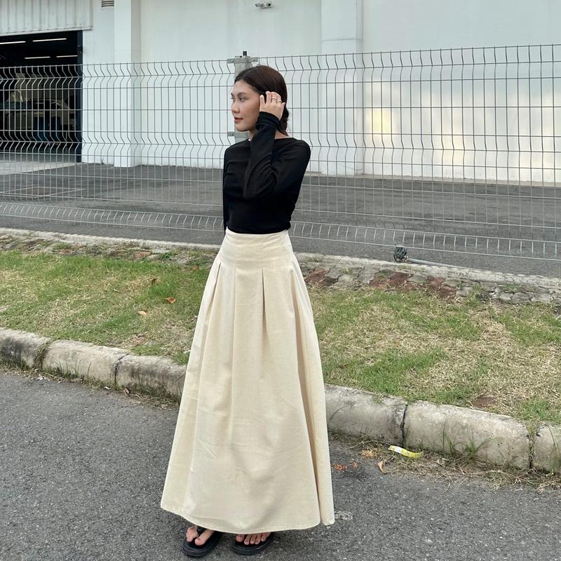 Chân váy xếp ly linen hack dáng Hàn quốc - Kay Skirt Nữ Nữ