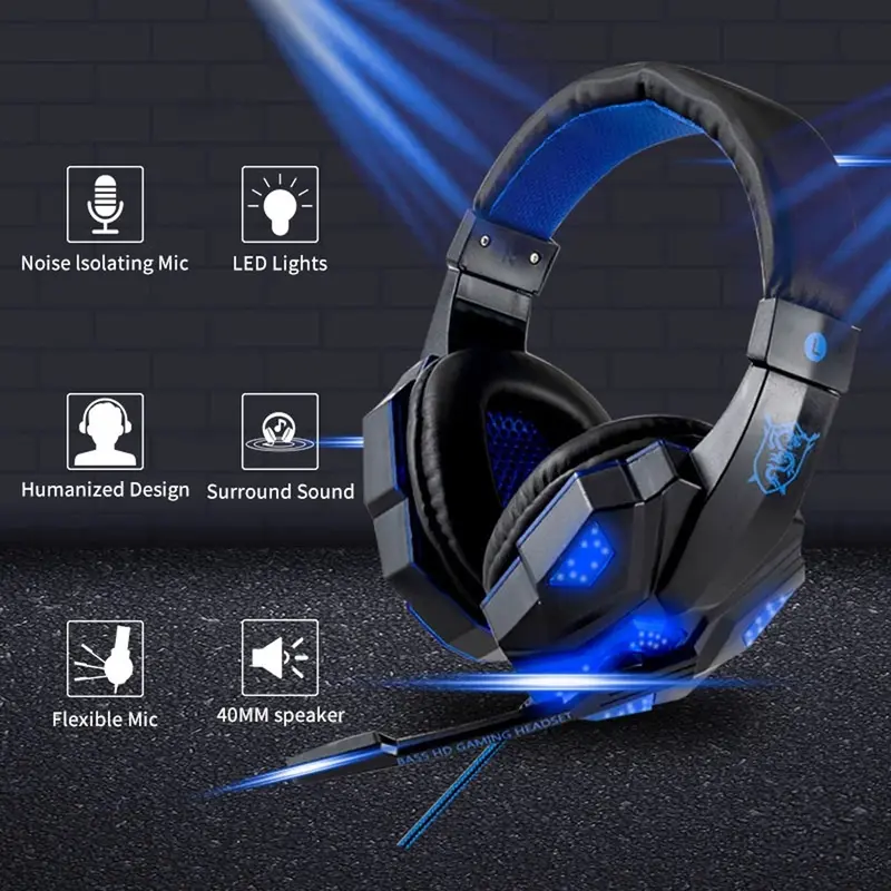 Headset Gaming LED + Microphone / Headphone Gamers For Computer , Laptop dan Handphone / Headphone SY830 / Headset Game Earphones Headphones Earphone  Bass 3