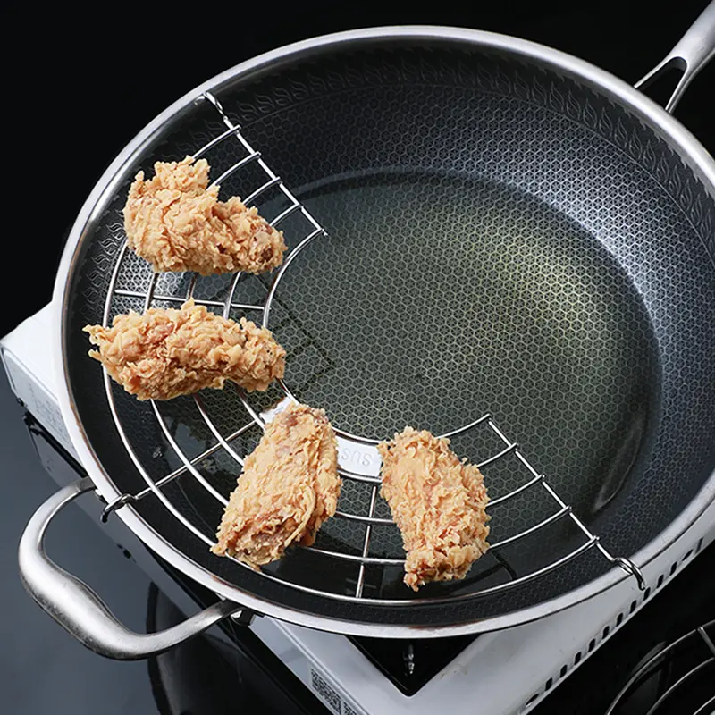 304 Stainless Steel Thick Line Semicircle Hanging Pan Frying Drain Line Rack Kitchen Insulation Pot Rack Steam Rack