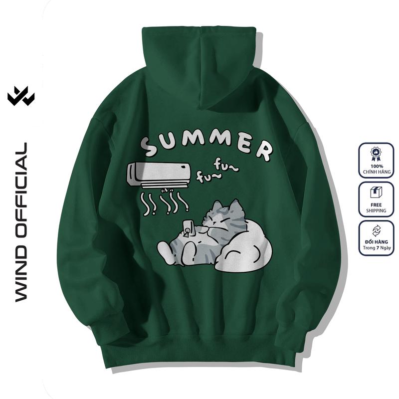 Product Introduction of Áo hoodie unisex form rộng WIND Cat Sleep hoodie nút bấm thời trang nam nữ nỉ bông oversize Women Top 7